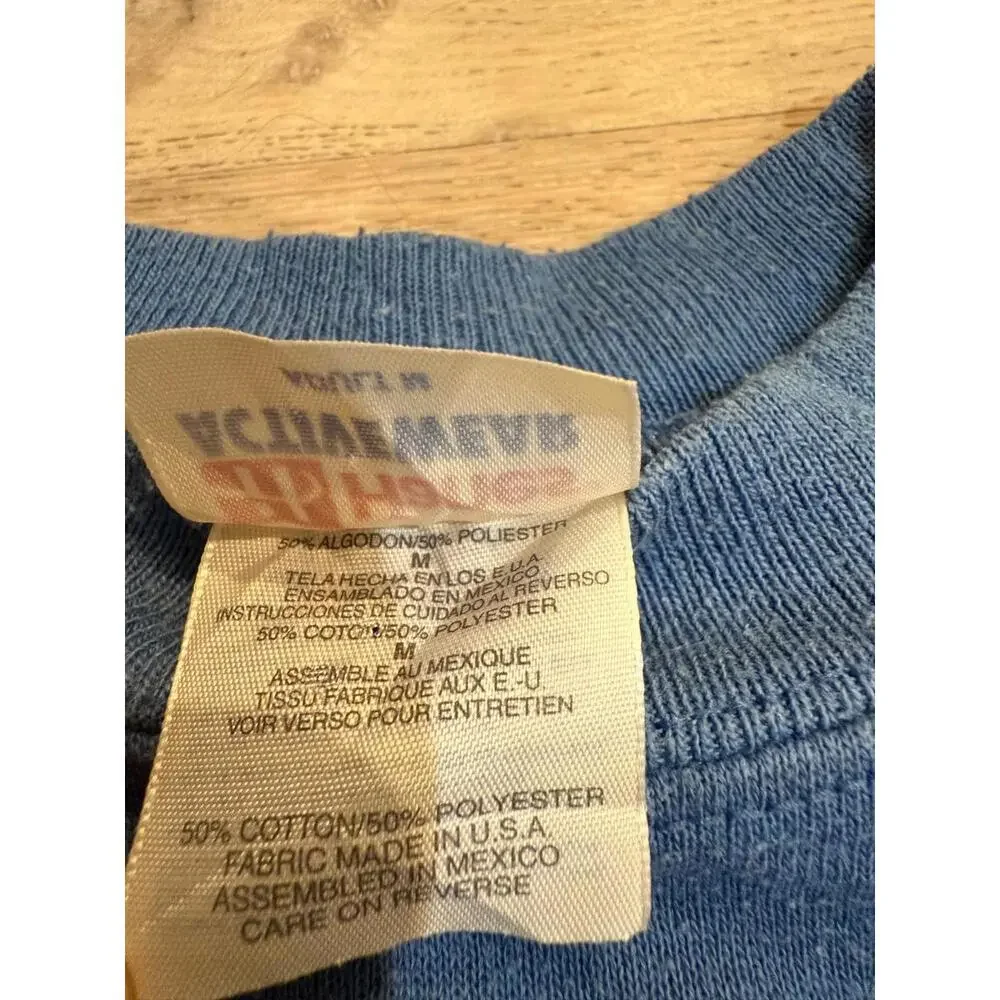 90s Vintage Hanes Catalina Island Blue Crewneck Adult M Whale Compass Graphic - Picture 6 of 7